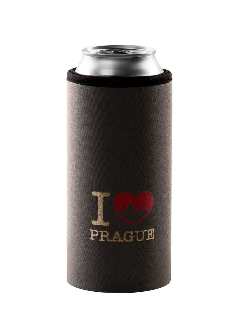 Neoprenový termoobal na plechovku 0,5l I love Prague - Hradčany grey-gold