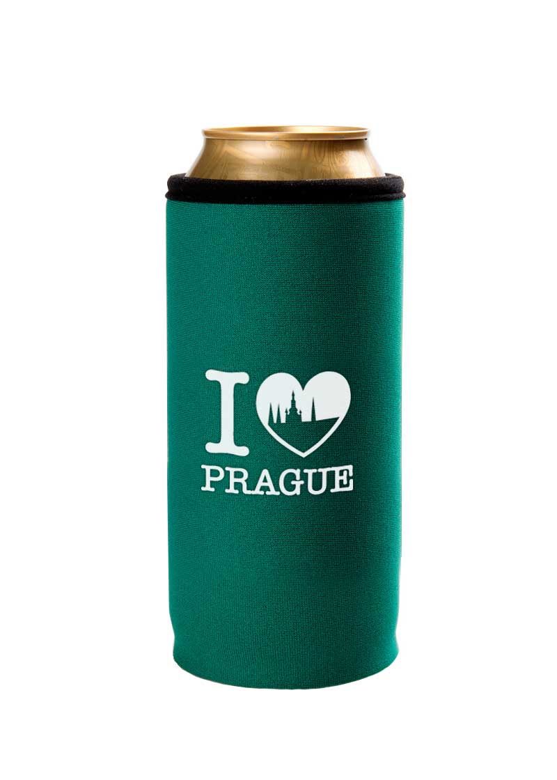 Neoprenový termoobal na plechovku 0,5l I love Prague - Hradčany green-white